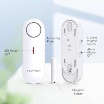 TECKNET Door Alarms for Kids Safety, Window Alarm Pool Alarms Door Alarm for Home Security, 2-in-1 Alarm & Chime, 3-Level Volume Control, Wireless Alarm for House Hotel Cars Sheds Caravans (3 Pack)