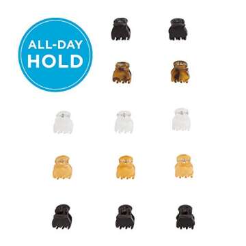 Goody SlideProof Classics Mini Claw Clips - 15 Ct, Assorted Neutrals, Hair Styling Accessories with Secure Grip, Chic Hair Accessories for Women & Men, For All Occasions, All Hair Types