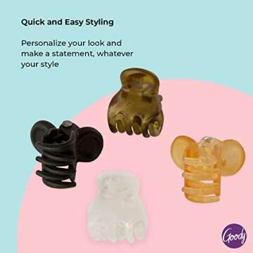 Goody SlideProof Classics Mini Claw Clips - 15 Ct, Assorted Neutrals, Hair Styling Accessories with Secure Grip, Chic Hair Accessories for Women & Men, For All Occasions, All Hair Types