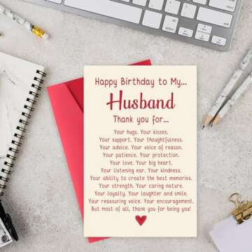 Romantic Birthday Card for Husband - Unique Gift Idea