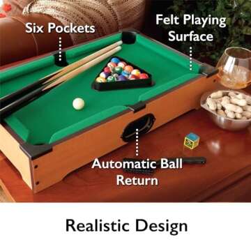 Mainstreet Classics 20-Inch Table Top Miniature Billiard/Pool Game Set