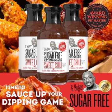 G Hughes Sugar Free, Sweet Chili Sauce - Gluten Free Dipping Sauces, Sugar Free Sauce, Keto Hot Sauce, Low Carb Red Chili Sauce, Spicy Chili Sauce - 18 oz (4 Pack)