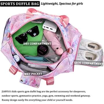 JIANYA Duffle Bags for Teenage Girls Women kids Small Sports Bag Gymnastics Dance Bag for Girls, Girls Duffle Bag for Kids