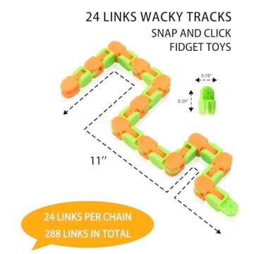 Ganowo 6 Pack Wacky Tracks - Snap Click Fidget Toys for Kids Adults ADHD Finger Sensory Autism Stress Relief