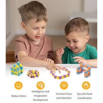 Ganowo 6 Pack Wacky Tracks - Snap Click Fidget Toys for Kids Adults ADHD Finger Sensory Autism Stress Relief