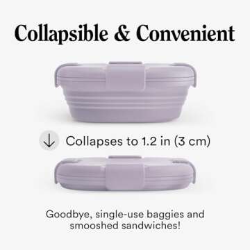 STOJO Collapsible Sandwich Box – Lilac Purple, 24oz - Reusable Food Storage Container - To-Go Travel Silicone Bowl for Hot and Cold Food - for Meal Prep, Lunch, Camping and Hiking - Dishwasher Safe