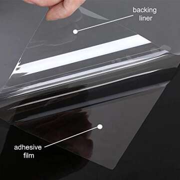 0.05mm Clear Window Security Film Adhesive Anti Shatter Heat Control Safety Window Glass Protection Sticker for Home and Office, 17.7inch x 8.2feet