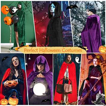 Sarfel Black Cape with Hood Black Hooded Cloak Witch Cape Vampire Cape Velvet Cape Black Robe Costume Wizard Cloak with Hood