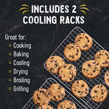 Checkered Chef Cooling Rack - 8” x 11 ¾" Set of 2 Stainless Steel, Oven Safe Grid Wire Cookie Cooling Racks for Baking & Cooking