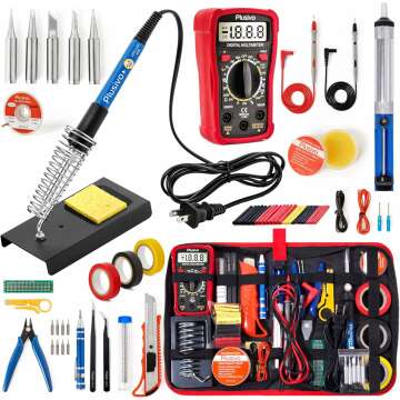 Complete Soldering Iron Kit for Electronics: 60W Adjustable Temp, 30-in-1