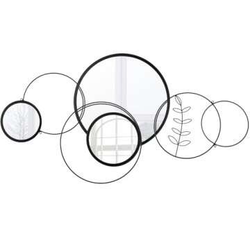 Hicarer 5.9'' 11.8'' 14.2'' Decorative Wall Mirror Modern Metal Wall Mirrors for Living Room Decor Circle Plates Overlapping Decorations Wall Decor Set for Hallway Entryway(Black)