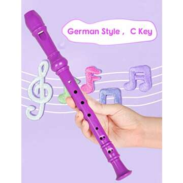 Mr.Power Soprano Recorder C Key 8 Hole German Fingering Clarinet ABS Music Flute Present for Beginner Graduation School Education Family (Purple)