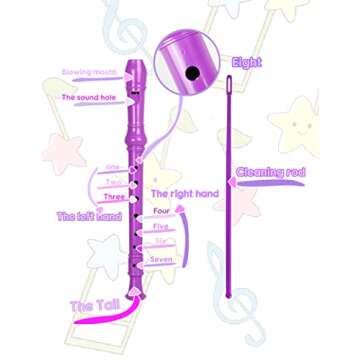 Mr.Power Soprano Recorder C Key 8 Hole German Fingering Clarinet ABS Music Flute Present for Beginner Graduation School Education Family (Purple)