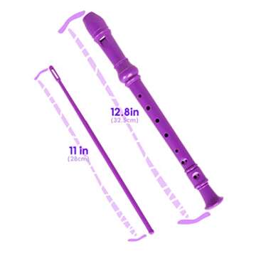 Mr.Power Soprano Recorder C Key 8 Hole German Fingering Clarinet ABS Music Flute Present for Beginner Graduation School Education Family (Purple)