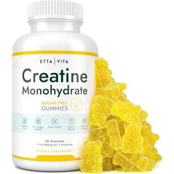 Sugar-Free Creatine Monohydrate Gummies (1g/gummy for Intake Control) Potent Creatine Gummies for Men & Women, Creatine Supplement for Muscle Support, Cellular Energy & Cognitive Function, Gluten-Free