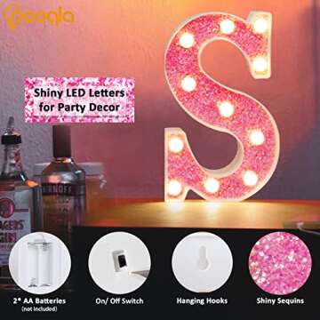 Pooqla LED Pink Letter Lights for Parties & Events