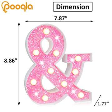 Pooqla LED Pink Letter Lights for Parties & Events