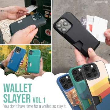 Smartish® iPhone 16 Pro Max Wallet Case - Wallet Slayer Vol. 1 [Slim + Protective] Credit Card Holder - Drop Tested Hidden Flip Card Slot Cover Compatible w/Apple iPhone 16 Pro Max - Black Tie Affair