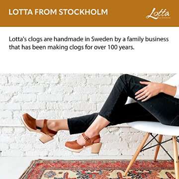 Lotta From Stockholm Swedish Highwood Clog Sandal for Women | Mary Jane Style Wooden Clogs Handcrafted in Sweden | Alder Wood Base and Oiled Nubuck Leather | Brown