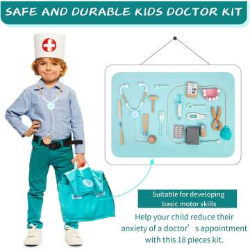 Wooden Doctor Kit for Kids, 18 PCS Doctor Playset