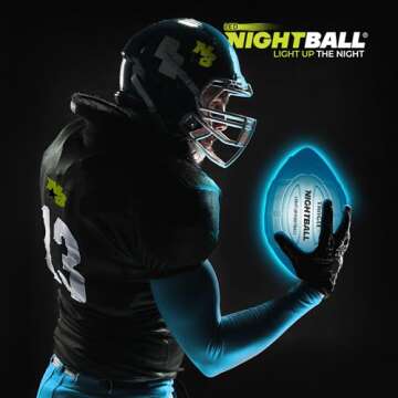 Nightball Light Up Football - Glow in The Dark Football Football - Glow Football for Kids 8-15 - Football Gift - Sports Gift Idea for Boys 8 9 10 11 12 13 14 15 - Gift Ready Box and Pump Included