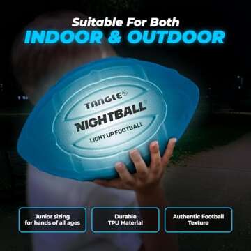 Nightball Light Up Football - Glow in The Dark Football Football - Glow Football for Kids 8-15 - Football Gift - Sports Gift Idea for Boys 8 9 10 11 12 13 14 15 - Gift Ready Box and Pump Included