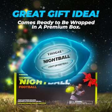 Nightball Light Up Football - Glow in The Dark Football Football - Glow Football for Kids 8-15 - Football Gift - Sports Gift Idea for Boys 8 9 10 11 12 13 14 15 - Gift Ready Box and Pump Included