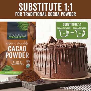 Organic Cacao Powder - 8 oz Unsweetened Chocolate Flavor