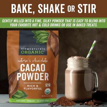 Organic Cacao Powder - 8 oz Unsweetened Chocolate Flavor