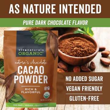 Organic Cacao Powder - 8 oz Unsweetened Chocolate Flavor