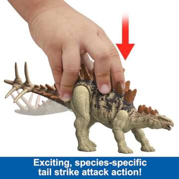 Mattel Jurassic World Strike Attack Dinosaur Toy with Single-Strike Action & Movable Joints, Tuojiangosaurus Action Figure Includes Digital Play