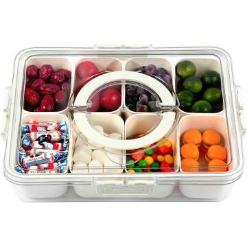 Snackle Box Container: Portable Divided Serving Tray for Picnics