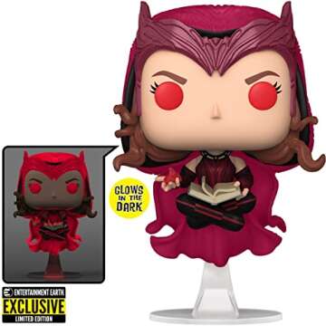 POP Marvel: WandaVision - The Scarlet Witch Glow-in-The-Dark Exclusive Funko Vinyl Figure (Bundled with Compatible Box Protector Case), Multicolored, 3.75 inches