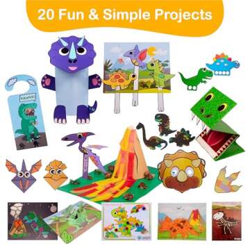 Craftikit® 20 Award-Winning Dinosaur Crafts for Kids - Award-Winning All-Inclusive Fun Toddler Arts and Crafts Box for Kids, Dinosaur Crafts for Toddlers Ages 3-5, Organized Toddler Craft Kit