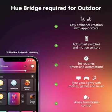 Philips Hue Discover Outdoor Smart Flood Light Fixture, Black - 15W, White and Color Ambiance LED Color-Changing Light - 1 Pack - Requires Hue Bridge - Control with Hue App and Voice - Weatherproof