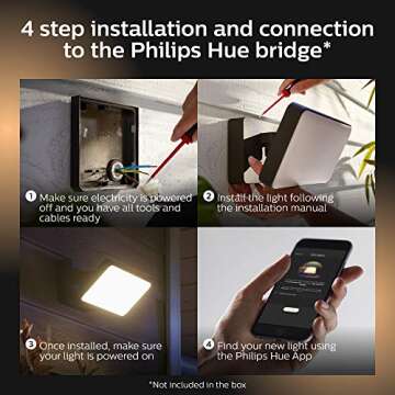 Philips Hue Discover Outdoor Smart Flood Light Fixture, Black - 15W, White and Color Ambiance LED Color-Changing Light - 1 Pack - Requires Hue Bridge - Control with Hue App and Voice - Weatherproof