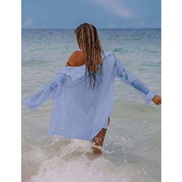 Bsubseach Women's Long Sleeve Beach Shirt Cover Up