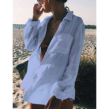 Bsubseach Women's Long Sleeve Beach Shirt Cover Up