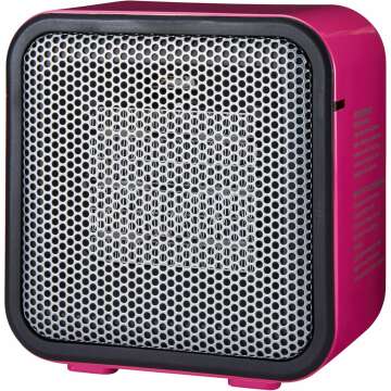 Stay Warm with Amazon Basics 500-Watt Mini Ceramic Indoor Space Heater, Pink