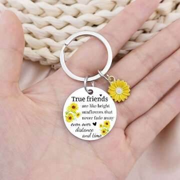 Ikacvb Sunflower Best Friends Gifts Friendship Keychain Gifts For Bestie Bff Best Female Friend Birthday Gifts For Women Stocking Stuffers Leaving Going Away Gift Christmas