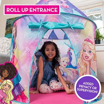 Barbie Pop Up Castle - Dreamtopia Pink Princess Play Tent for Kids | Folds Into Carrying Case - Sunny Days Entertainment