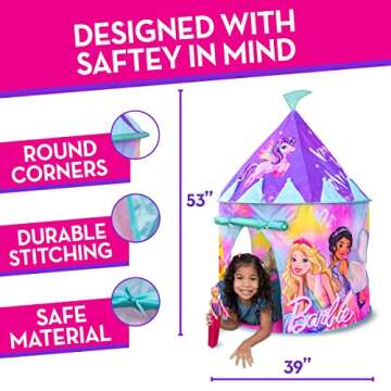 Barbie Pop Up Castle - Dreamtopia Pink Princess Play Tent for Kids | Folds Into Carrying Case - Sunny Days Entertainment