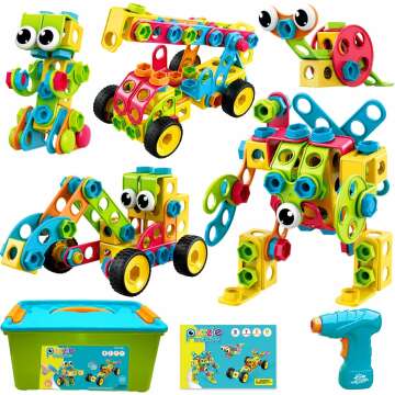 NXONE 195 PCS STEM Building Blocks for Kids Ages 3-10