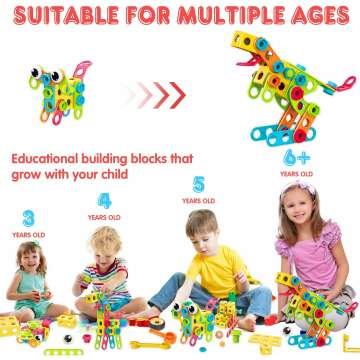 NXONE 195 PCS STEM Building Blocks for Kids Ages 3-10