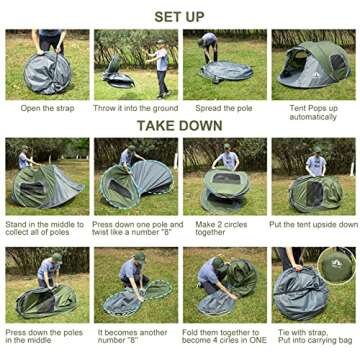 Night Cat Waterproof 2 Person Pop-up Camping Tent