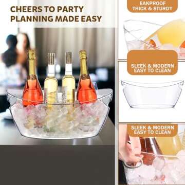 Ice Buckets for Parties, 2pcs Acrylic Champagne Beverage with 2 Ice Bucket Scoop, Drinks Buckets Tub for Cocktail Bar, 5.5L Bucket for Christmas Party(Clear)