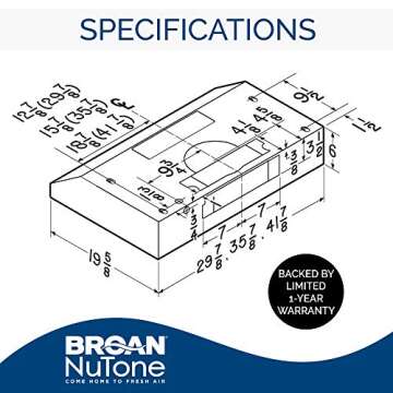 Broan-NuTone BCDJ130BL Glacier Sahale 30-inch Under-Cabinet Easy Install 4-Way Convertible Range Hood with 3-Speed Exhaust Fan and Light, Black