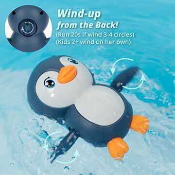 DUCKBOXX XX Bath Toys Wind up Backstroke Swimming Penguins for Kids 18M+ (Blue)