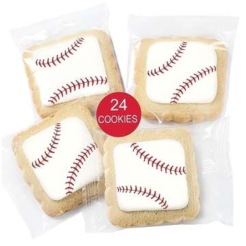 Baseball Cookies Individually Wrapped Party Favors 24 Pack Bulk Sports for Kids Game League