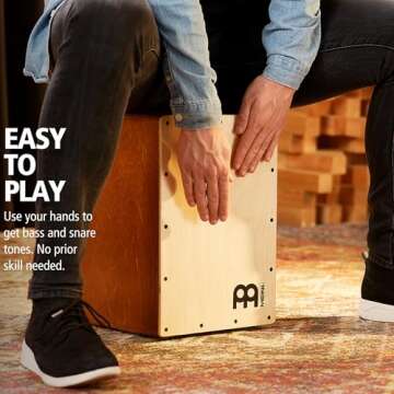 Meinl Percussion Jam Cajon Box Drum with Snare and Bass Tone for Acoustic Music — Made in Europe — Baltic Birch Wood, Play with Your Hands, 2-Year Warranty (JC50LBNT)